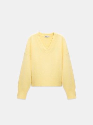 Dilvin 10645 V Yaka Yün Karışımlı Kazak-Sarı