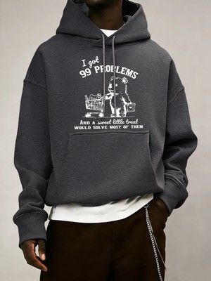 Sevimli ve Mutlu Alışveriş Ayı Desen Sonbahar Erkekler Moda Hoody Cep Rahat Spor Giysiler Pol