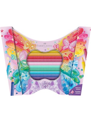 Braventa Collection Faber-Castell Sparkle Boya Kalemi, 20’li, Kelebek Şeklinde Metal , Efektli ve Pastel Renkler, Kırılm
