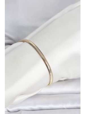 SHC4200 cm 14K Gold Renk Yassı Yılan Zincir Model Kadın Bileklik