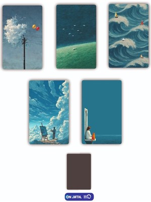 On Dijital Baskı Merkezi Mavi Detay 5 Adet Buzdolabı Magnet Seti