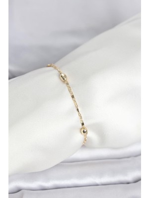 Inure Jewelry cm 14K Gold Renk Damla Topçuk Model Kadın Bileklik