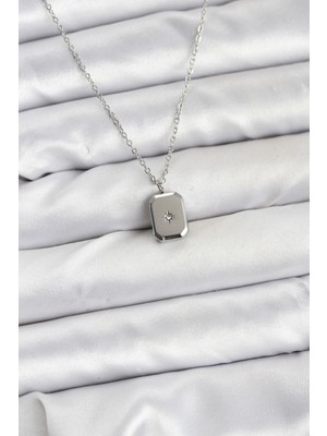Nuveden Ieg™ 316L Çelik Zincir Gümüş Renk Minimal Kutup Yıldızı Model Kadın Kolye NVDN-RSBJT34
