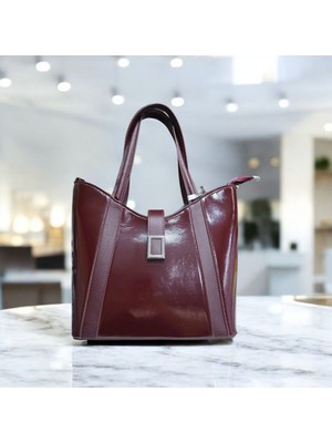 Valentina Victoria Büyük Boy Hakiki Rugan Deri Kadın Omuz Çanta