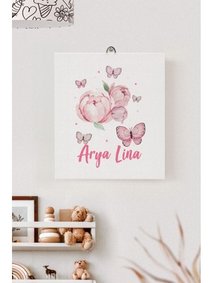 Lilabio Isme Özel Çocuk Odası Kanvas Tablo Çiçek (17X21 Cm)
