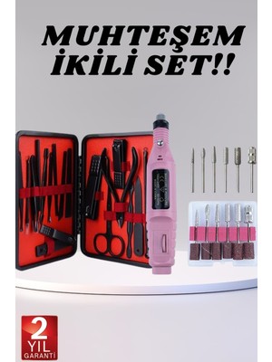 Sh Ticaret Elektrikli Manikür Pedikür Seti Ikili Set 17 Parça Tırnak Bakımı Nasır Temizleme Tırnak Şekillendir