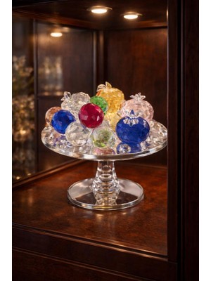 Dekoratif Kristal Sunum Tabağı – Konsol, Vitrin ve Masa Üzeri Için Şık Cam Görünümlü Obje (17 Cm)