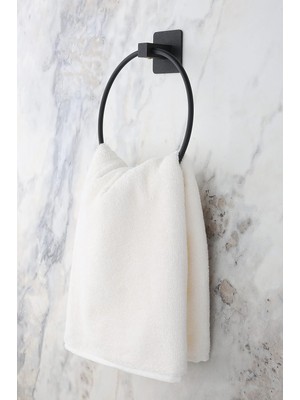 Hype Store Alper Banyo Yapışkanlı Siyah Kare Yuvarlak Havluluk Havlu Askısı