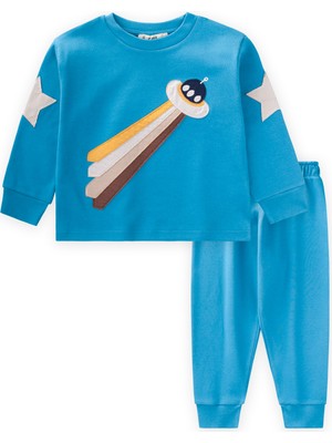 Cigit Uzay Aracı Aplikeli Pijama Takım 2-8 Yaş Mavi