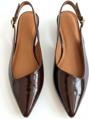 Ne&Ve Shoes Rugan Sivri Burun Tokalı Kadın Babet