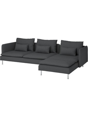 Hobiurun 3'lü Kanepe ve Uzanma Koltuğu, Fridtuna Koyu Gri, Çift Kolçaklı