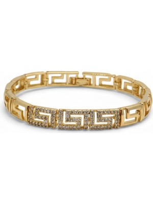 Lunel Accessory Altın Kaplama Zirkon Taşlı Geometrik Desen Bileklik – Şık ve Güçlü Tasarım