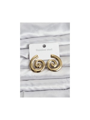 Erbilden Erb 316L Çelik Gold Renk Sarmal Modelli Kadın Küpe