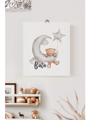 Lilabio Isme Özel Çocuk Odası Kanvas Tablo Ayıcık (17X21 Cm)