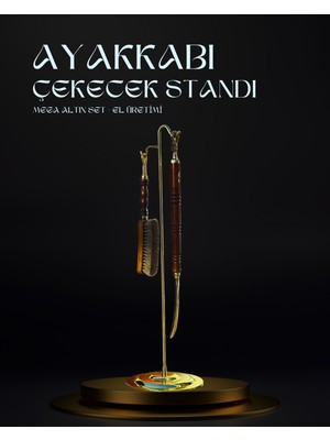 Onur Pirinç Dökme Ayakkabı Çekecek Seti, Stand, Gerçek At Kılı Fırça, 3'lü Set, Kerata, Koyun Post Hediye