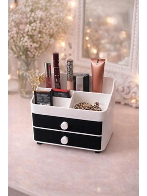 MisterionStudio 2 Çekmeceli Makyaj ve Takı Organizeri | Şık Tasarım | Çok Bölmeli Kozmetik Düzenleyici