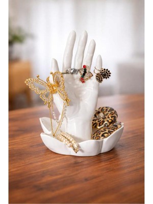 MisterionStudio Dekoratif El Takı & Anahtarlık Organizer – Lotus Tabanlı Şık Masaüstü Düzenleyici