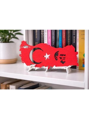 MisterionStudio Atatürk Imza Tasarımlı Türkiye Haritası Dekor – Masaüstü & Raf Süsü