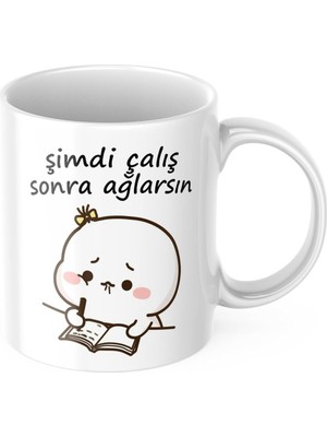 Hype Store Şimdi Çalış Sonra Ağlarsın Komik Kupa Bardak Yazılı Hediyelik Çay Kahve Kupası