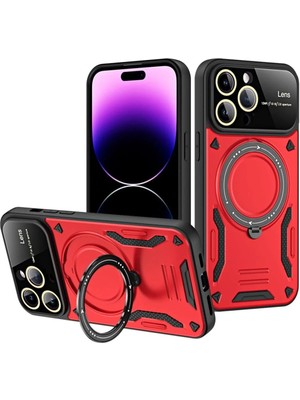 Sh Ticaret Newface Iphone 16 Kılıf Joy Lens Standlı Kapak - Kırmızı