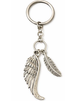 Herşey Nota Kanat ve Tüy Detaylı Metal Anahtarlık – Figürlü Tasarım