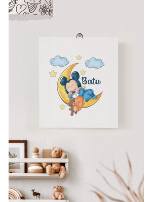 Lilabio Isme Özel Çocuk Odası Kanvas Tablo Mickey Mouse (17X21 Cm)