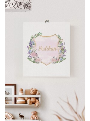 Lilabio Isme Özel Çocuk Odası Kanvas Tablo Çiçek (17X21 Cm)
