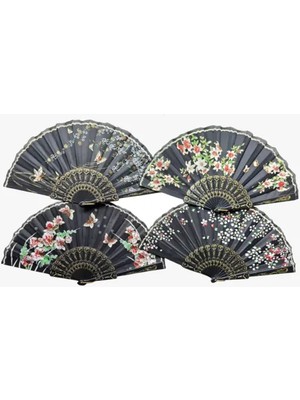 Efe Avm Plastik Siyah Kumaş Yelpaze 12'li Set