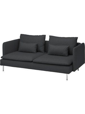 Hobiurun 3'lü Kanepe, Fridtuna Koyu Gri, Çift Kolçaklı