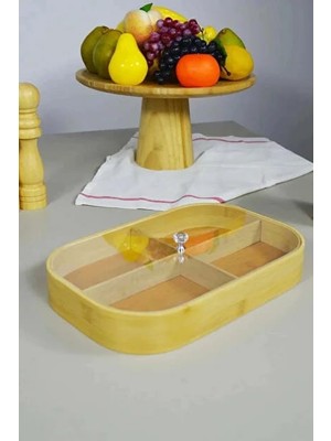 Sween Home Kare Bambu Şeffaf Kapaklı Saklama Kutusu