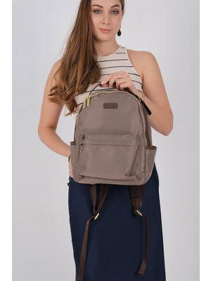 Silver & Polo SP1206 Kadın Sırt Çantası Saten Kum-Kahve