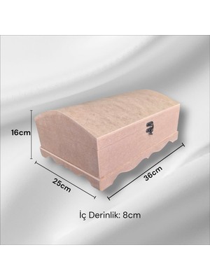 Sekay Ahşap Ahşap Boyanabilir - Klipsli-Dekoratif Takı Makyaj Dekoratif Sandık Kutu