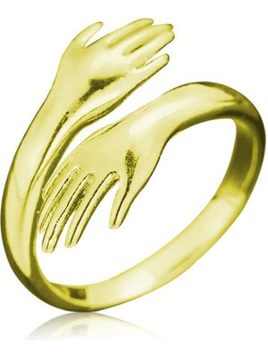 Katre46 925 Ayar Gümüş Gold Sarılan Eller Yüzük