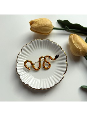 Alice İsstanbul Hardal Mineli Yılan Broş