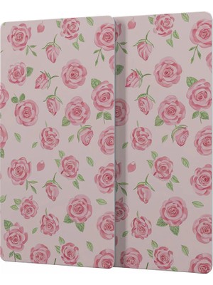 Decovetro Cam Kahve Sofra Sunum Tablası 2'li Set Love Serisi Gül Desenli 30 x 15 cm