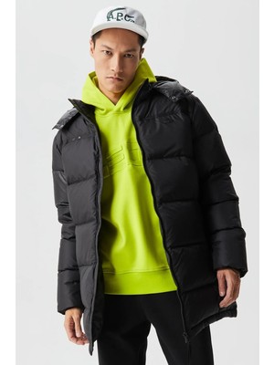 Lacoste Down Fill Water Repellent Jacket Black Kaz Tüyü Çıkarılabilir Kapüşonlu Suya Dayanıklı Erkek Mont Siyah