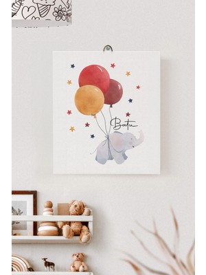 Lilabio Isme Özel Çocuk Odası Kanvas Tablo Fil (17X21 Cm)