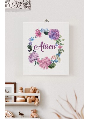 Lilabio Isme Özel Çocuk Odası Kanvas Tablo Çiçek (17X21 Cm)