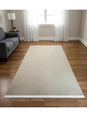 Bademli Halı Lüx Kaymaz Taban Dekoratif Halı 9026 Vizon