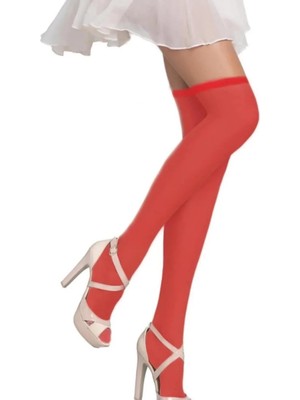 İlkyaz Fashion Ieg™ Kadın Kırmızı Düz Jartiyer Çorabı