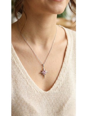 Kaia Life 316L Çelik Gümüş Renk Zirkon Taşlı Kutup Yıldızı Model Kadın Kolye