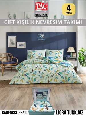 Taç Liora Turkuaz Ranforce Genç Modasi Çift Kişilik Nevresim Takımı