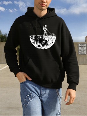 Astronotlar Gezegeni Temizliyor Baskılı Erkekler Kapüşonlular Hip Hop Polar Hoodie Moda Bisik