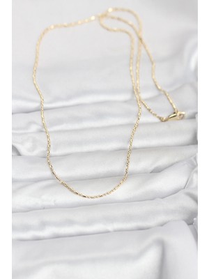 Bsre 14K Gold Renk Parçalı Topçuk 60 cm Kadın Kolye (Cm)