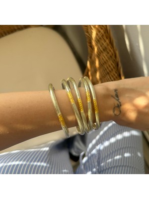 Alice İsstanbul Açık Yeşil Plastik Simli Bilezik Seti