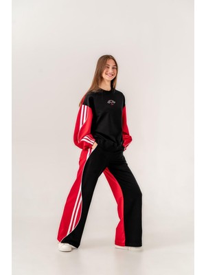 Loco Loco 09-15 Yaş Yaş Şeritli Iki Iplik Takım - Siyah-Kırmızı