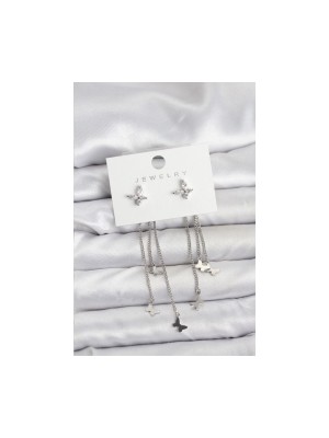 Erbilden Erb Kelebek Model Gümüş Renk Pirinç Sallantılı Kadın Küpe