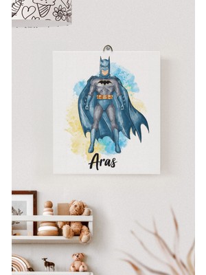 Lilabio Isme Özel Çocuk Odası Kanvas Tablo Süper Kahraman (17X21 Cm)
