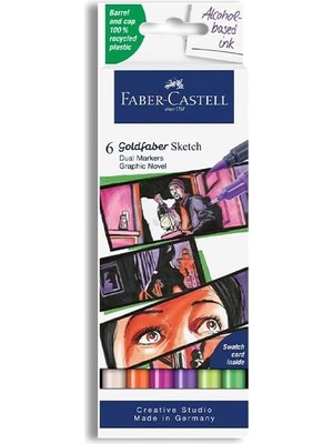Braventa Collection Faber-Castell Gofa Çizgi Roman Markör Seti, 6’lı, Çift Uçlu, 0.6 mm Fineliner Uç, Kalıcı Mürekkep, A