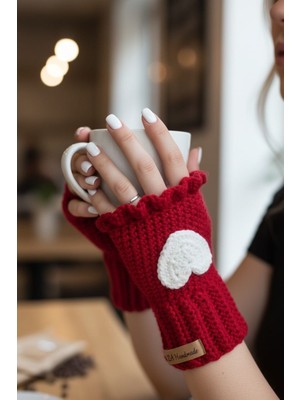 ZA Handmade El Örgüsü Kalpli Eldiven